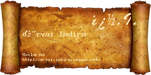 Árvai Indira névjegykártya